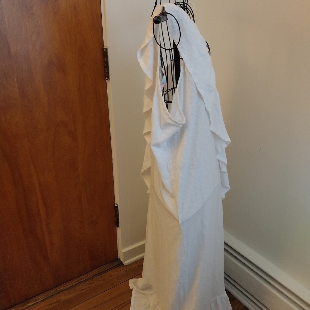Free People NWT size XS Elegant White Ruffle Dress Beach Wear. - Picture 6 of 11